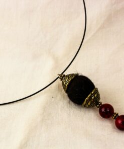 GEM COLLECTION Double Coral Pendant Black