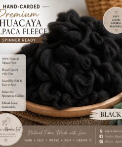 Hand-Carded Huacaya Alpaca Fleece - Black